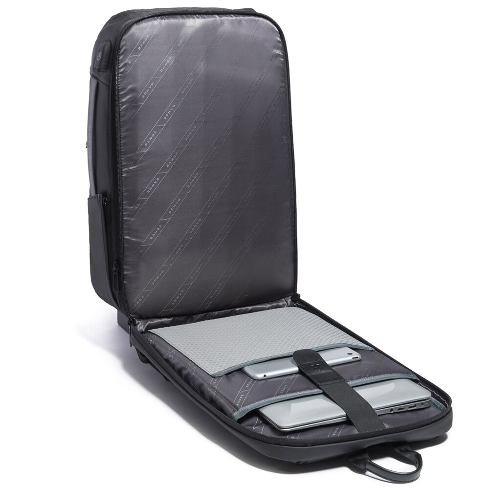 Rucsac laptop 15.6" pentru calatorii, impermeabil, expandabil, cu port de incarcare USB, BANGE, 49x18x31 cm, Negru