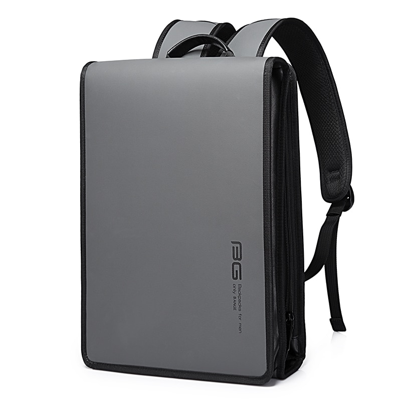 Rucsac laptop 14", business, slim cu deschidere la 180 grade, BANGE, 29.5x8x39.5 cm, Gri