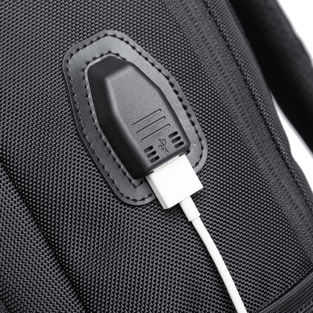 Rucsac laptop 15.6", smart casual, impermeabil, cu port de incarcare USB, BANGE, 45x32x15 cm, Gri