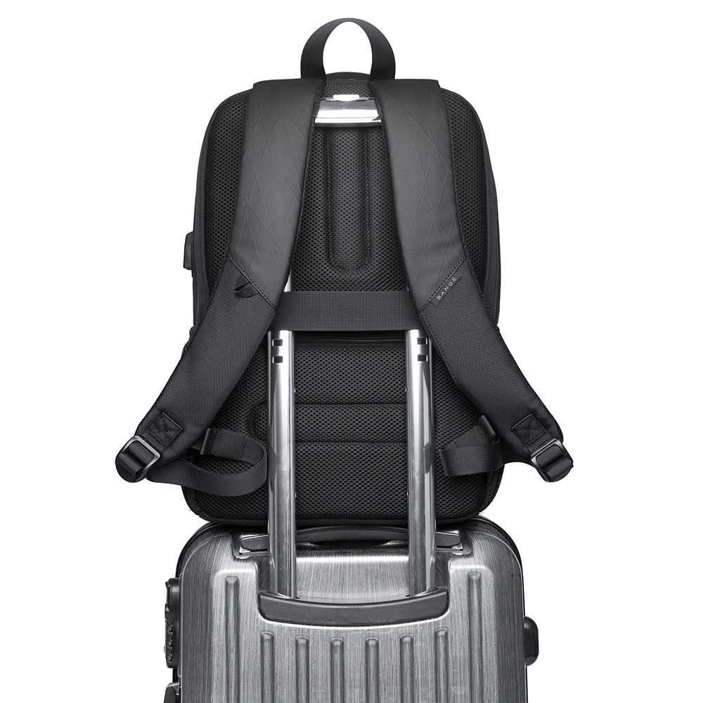 Rucsac laptop 15.6", smart casual, impermeabil, cu port de incarcare USB, BANGE, 45x32x15 cm, Gri