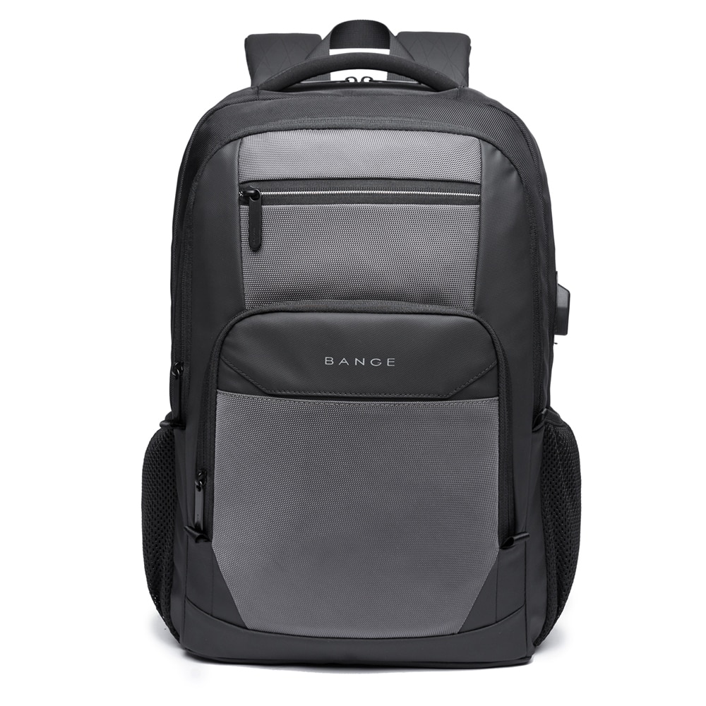 Rucsac laptop 15.6", smart casual, impermeabil, cu port de incarcare USB, BANGE, 45x32x15 cm, Gri