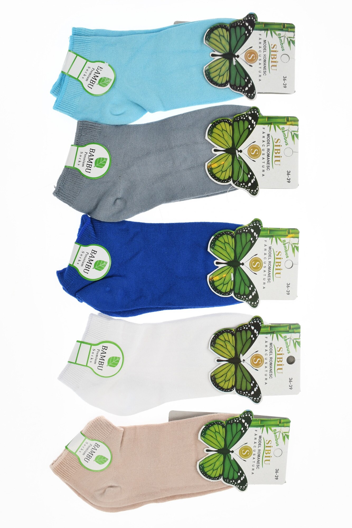 Set 5 perechi sosete de dama, din bumbac premium, multicolor, marime 36-39