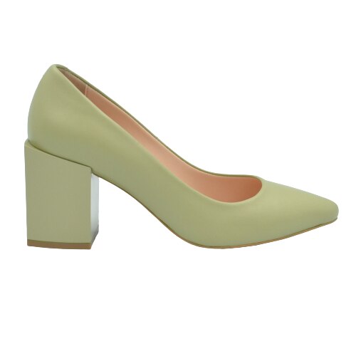 Pantofi stiletto toc gros, Verde deschis