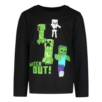 Bluza pentru copii Minecraft Watch Out, maneca lunga, Negru, 10 ani/140 cm Bluza pentru copii Minecraft Watch Out, maneca lunga, Negru, 10 ani/140 cm