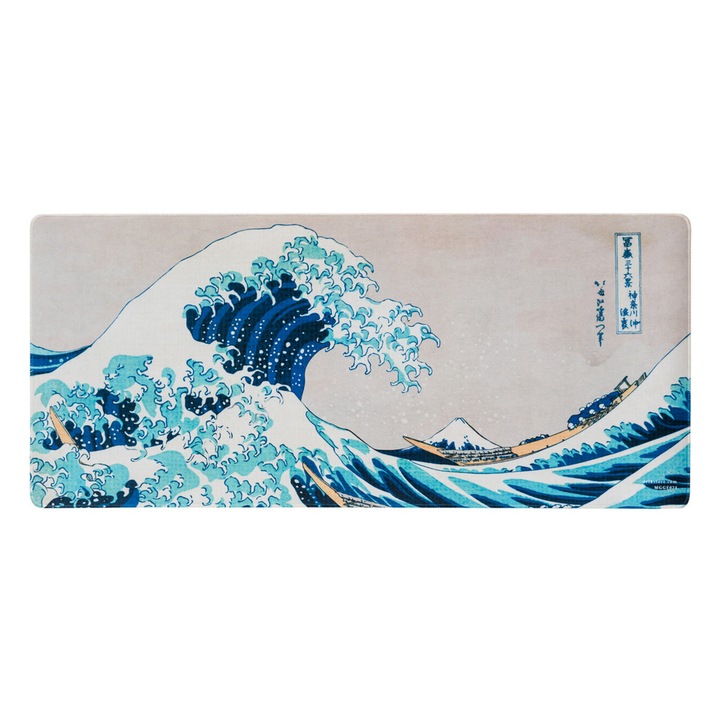 Mousepad profesional pentru gaming si birou Japanese Art, model XL, antiderapant, impermeabil, 80x35 cm