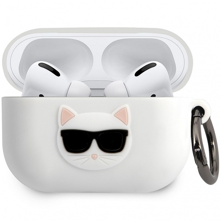 Karl Lagerfeld Choupette Head védőtok Apple AirPods Pro-hoz, fehér