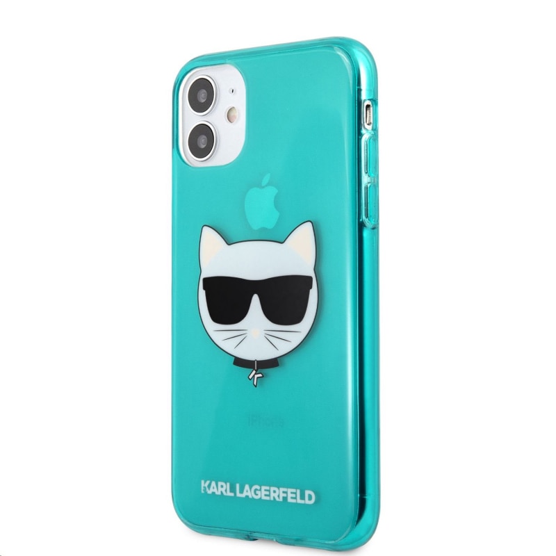 Husa de protectie Karl Lagerfeld Choupette Head pentru Apple iPhone 11, Turcoaz