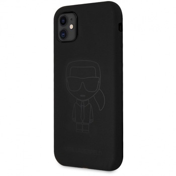 Husa de protectie Karl Lagerfeld Iconic Outline Tone on Tone pentru Apple iPhone 11, Negru