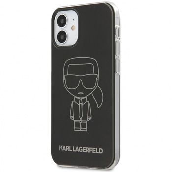 Husa de protectie Karl Lagerfeld Metallic Iconic Outline pentru Apple iPhone 12 Pro Max, Negru
