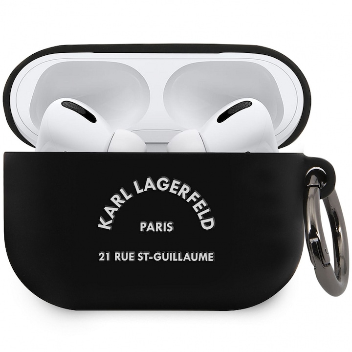 Karl Lagerfeld Rue St Guillaume védőtok, Apple AirPods Pro készülékhez, fekete