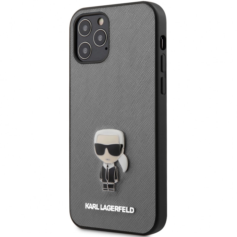 Husa de protectie Karl Lagerfeld Saffiano Iconik pentru Apple iPhone 12 Pro Max, Argintiu