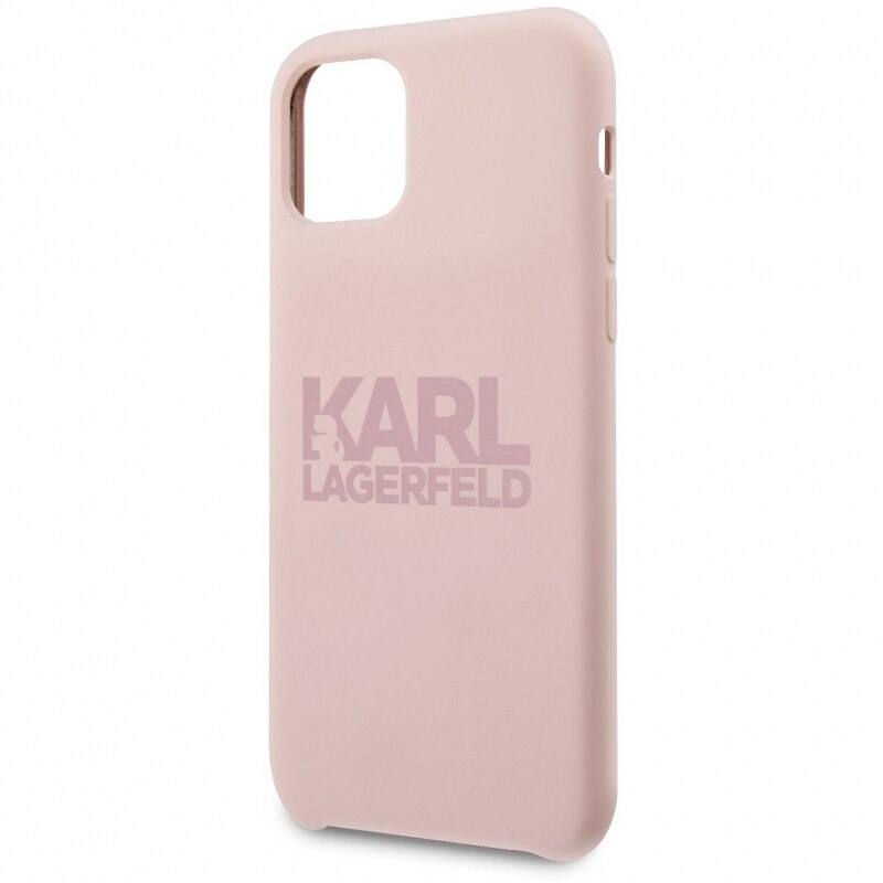 Husa de protectie Karl Lagerfeld Stack Pink Logo pentru Apple iPhone 11, Roz