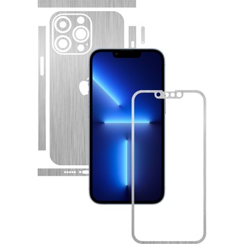 Folie Protectie Carbon Skinz pentru Apple iPhone 13 Pro Max - Brushed Argintiu Split Cut, Skin Adeziv Full Body Cover pentru Rama Ecran, Carcasa Spate si Laterale Folie Protectie Carbon Skinz pentru Apple iPhone 13 Pro Max - Brushed Argintiu Split Cut, Skin Adeziv Full Body Cover pentru Rama Ecran, Carcasa Spate si Laterale