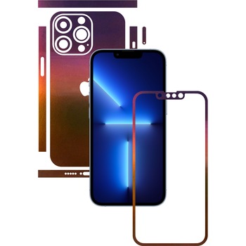 Folie Protectie Carbon Skinz pentru Apple iPhone 13 Pro Max - Color Shift Aubergine Bronze Split Cut, Skin Adeziv Full Body Cover pentru Rama Ecran, Carcasa Spate si Laterale Folie Protectie Carbon Skinz pentru Apple iPhone 13 Pro Max - Color Shift Aubergine Bronze Split Cut, Skin Adeziv Full Body Cover pentru Rama Ecran, Carcasa Spate si Laterale