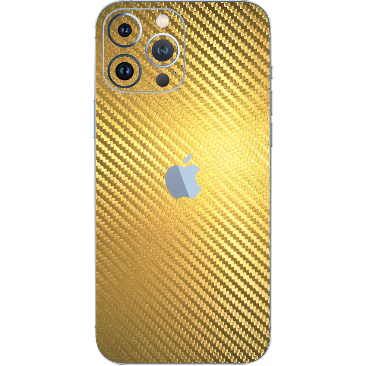 Folie Protectie Carbon Skinz pentru Apple iPhone 13 Pro - Carbon Auriu Simple Cut, Skin Adeziv Full Body Cover pentru Rama Ecran, Carcasa Spate