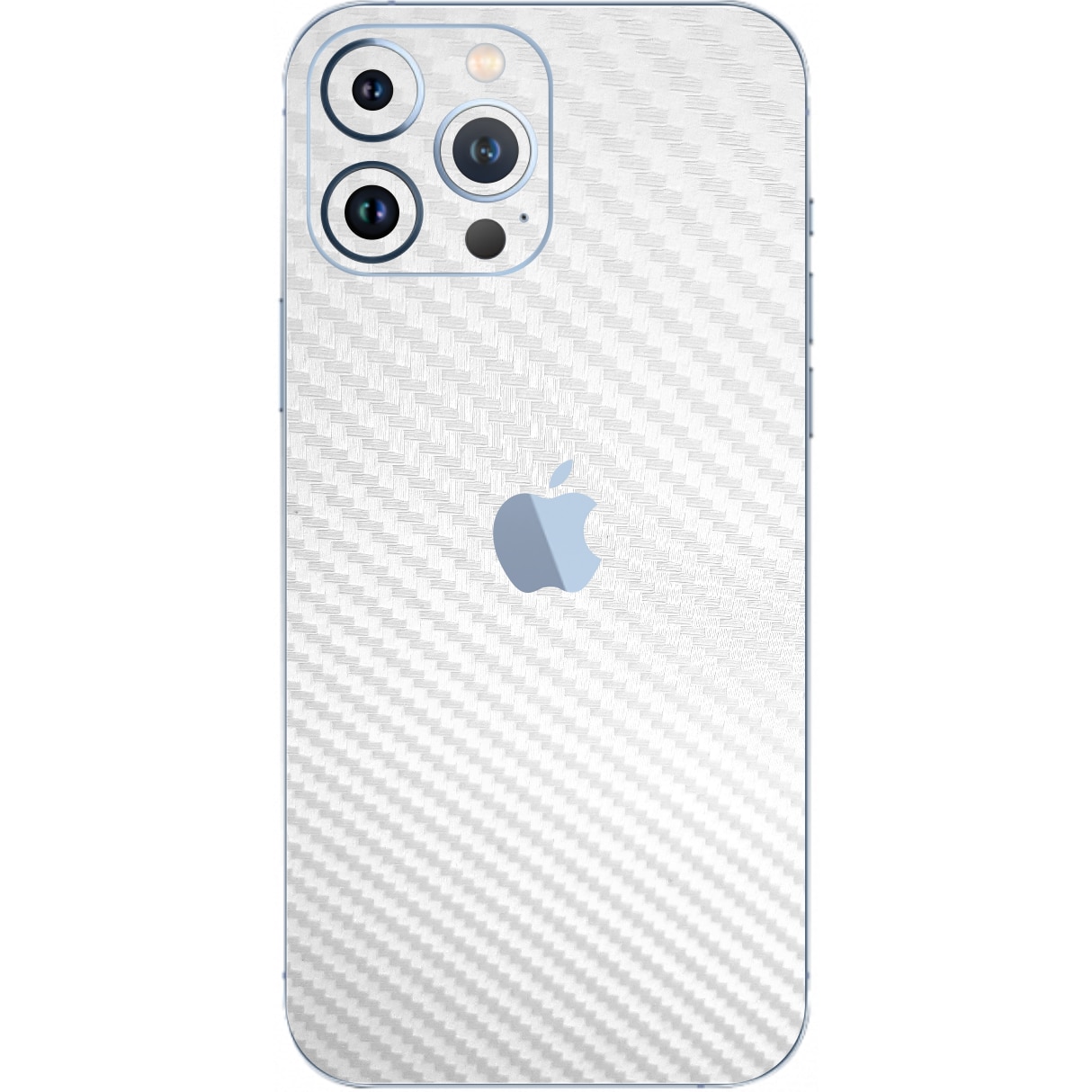 Folie Protectie Carbon Skinz pentru Apple iPhone 13 Pro Max - Carbon Alb Simple Cut, Skin Adeziv Full Body Cover pentru Rama Ecran, Carcasa Spate