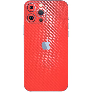 Folie Protectie Carbon Skinz pentru Apple iPhone 13 Pro Max - Carbon Rosu Simple Cut, Skin Adeziv Full Body Cover pentru Rama Ecran, Carcasa Spate