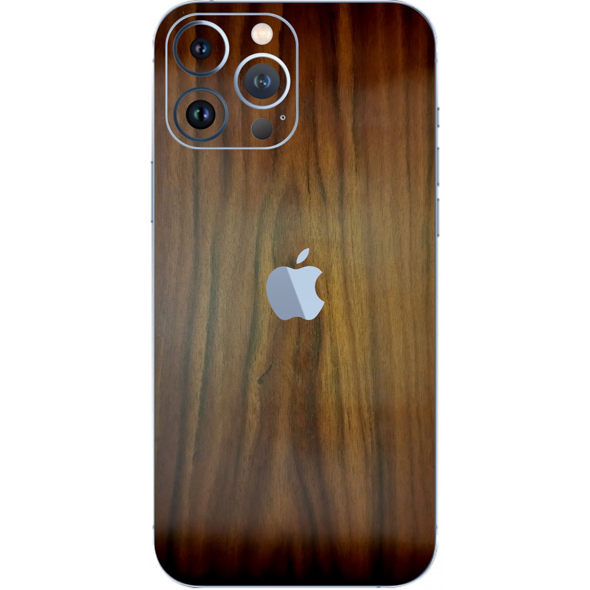 Folie Protectie Carbon Skinz pentru Apple iPhone 13 Pro - Lemn Nuc Simple Cut, Skin Adeziv Full Body Cover pentru Rama Ecran, Carcasa Spate