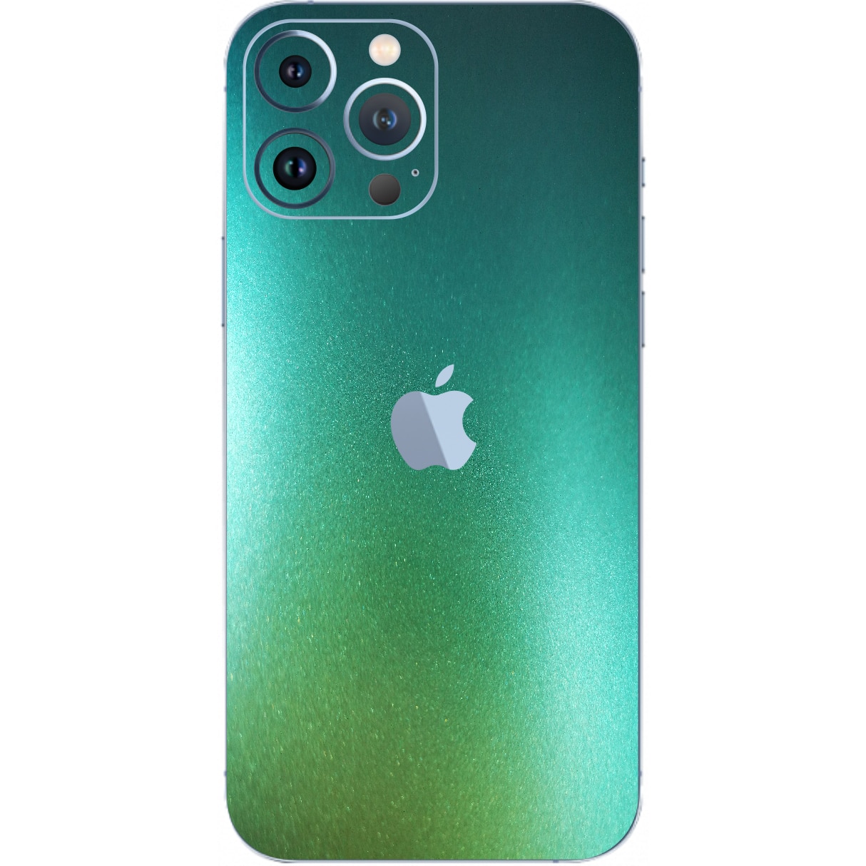 Folie Protectie Carbon Skinz pentru Apple iPhone 13 Pro - Color Shift Aquamarine Simple Cut, Skin Adeziv Full Body Cover pentru Rama Ecran, Carcasa Spate