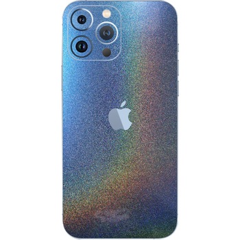 Folie Protectie Carbon Skinz pentru Apple iPhone 13 Pro Max - Color Shift Intergalactic Blue Simple Cut, Skin Adeziv Full Body Cover pentru Rama Ecran, Carcasa Spate
