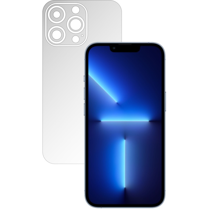 Folie Protectie Spate Invisible Skinz Matte pentru Apple iPhone 13 Pro - Siliconica Mata Anti-Amprenta, Anti-Reflex, cu taiere Simple Cut pentru Carcasa Spate, Skin Adeziv Transparent