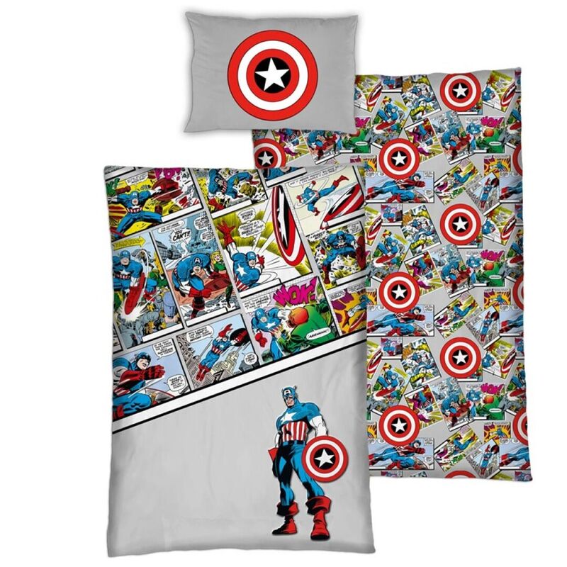 Set duvet Marvel Captain America Bumbac, Cadou Rucsacel Bumbac, 90cm