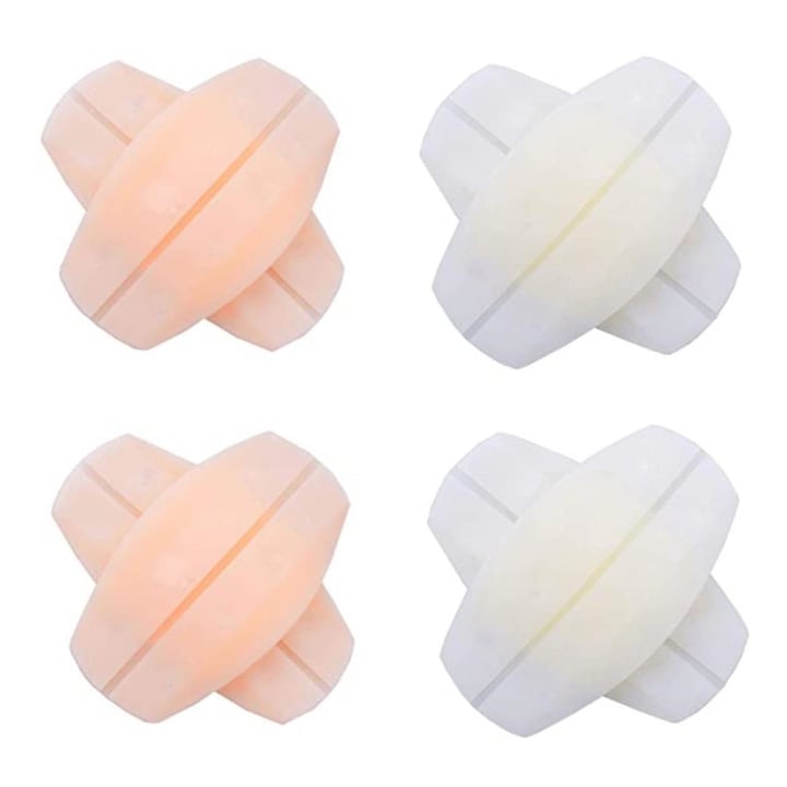 Set 8 bureti pentru bretele sutien, Silicon, Alb/Roz