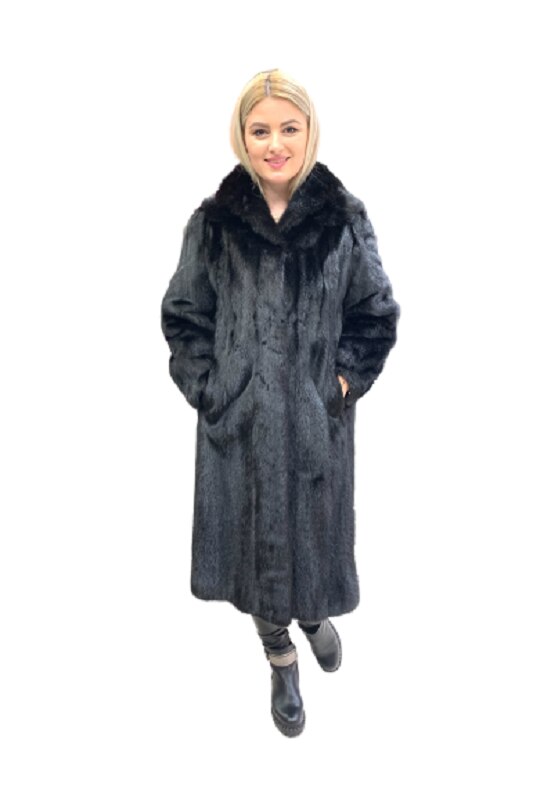 Haina de blana naturala vizon(nurca), Negru
