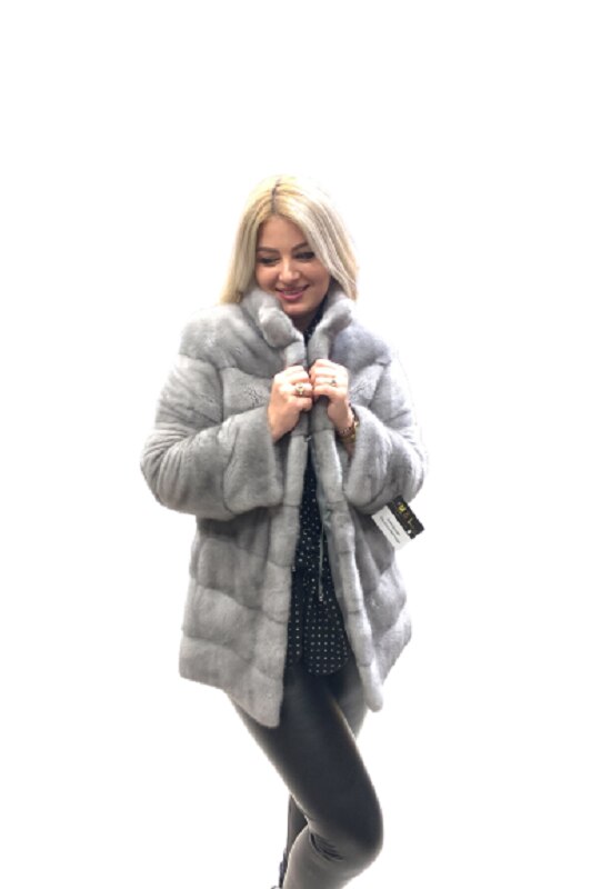 Haina de blana naturala vizon(nurca), Gri