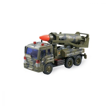 Set Camion militar cu racheta, are lumini si sunet, functioneaza cu baterii , 27.5 x 10 x 12 cm, + 3 ani , ATS, Fara telecomanda Set Camion militar cu racheta, are lumini si sunet, functioneaza cu baterii , 27.5 x 10 x 12 cm, + 3 ani , ATS, Fara telecomanda
