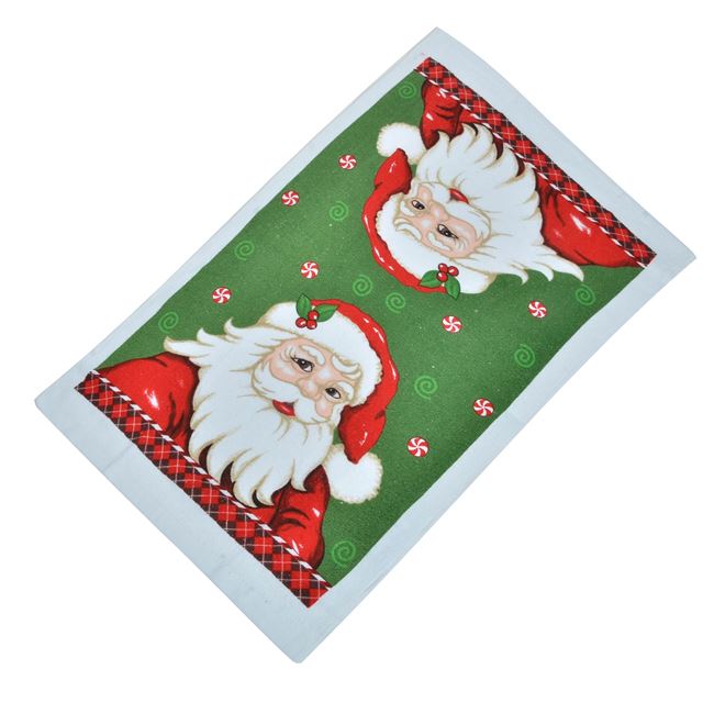 Prosop de bucatarie, Zola®, pentru sarbatori, model Mos Craciun, verde, 60 x35 cm
