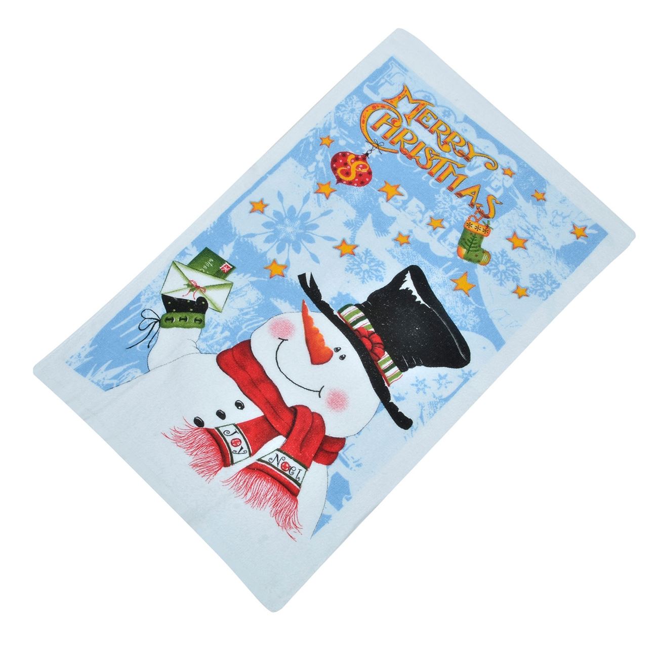 Prosop de bucatarie, Zola®, pentru sarbatori, model Merry Christmas si Om de zapada, 60 x35 cm