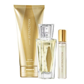 Set Attraction pentru Ea 3 produse, Avon- Apa de parfum 30 ml, Lotiune de corp 150 ml si Mini apa de parfum 10 ml Set Attraction pentru Ea 3 produse, Avon- Apa de parfum 30 ml, Lotiune de corp 150 ml si Mini apa de parfum 10 ml
