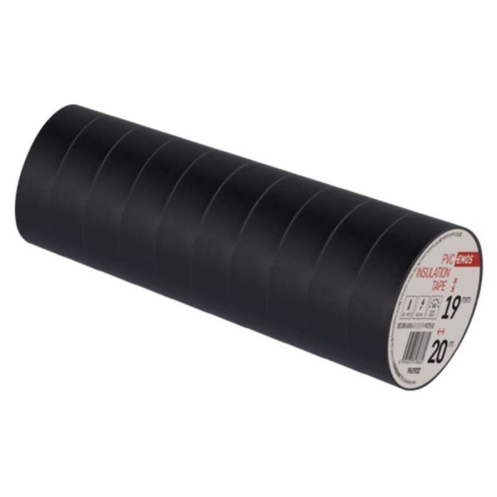 Комплект PVC Изолирбанд Emos F61922 Черен, W: 1.9 cm, L: 2000 cm, 10 бр.