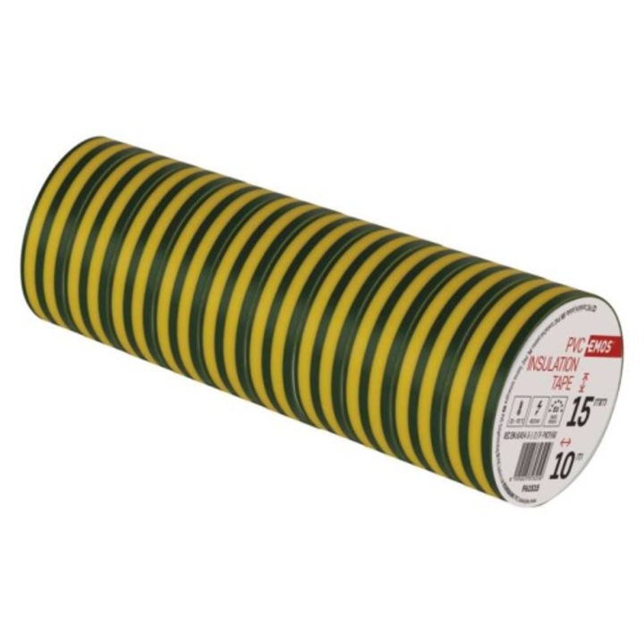 Комплект PVC Изолирбанд Emos F61515 Жълт/Зелен, W: 1.5 cm, L:1000 cm, 10 бр.