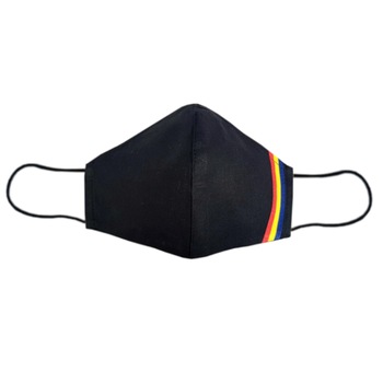 Masca de protectie reutilizabila, 2 straturi 100% bumbac, ajustabila cu clema metalica, neagra cu banda tricolor Masca de protectie reutilizabila, 2 straturi 100% bumbac, ajustabila cu clema metalica, neagra cu banda tricolor