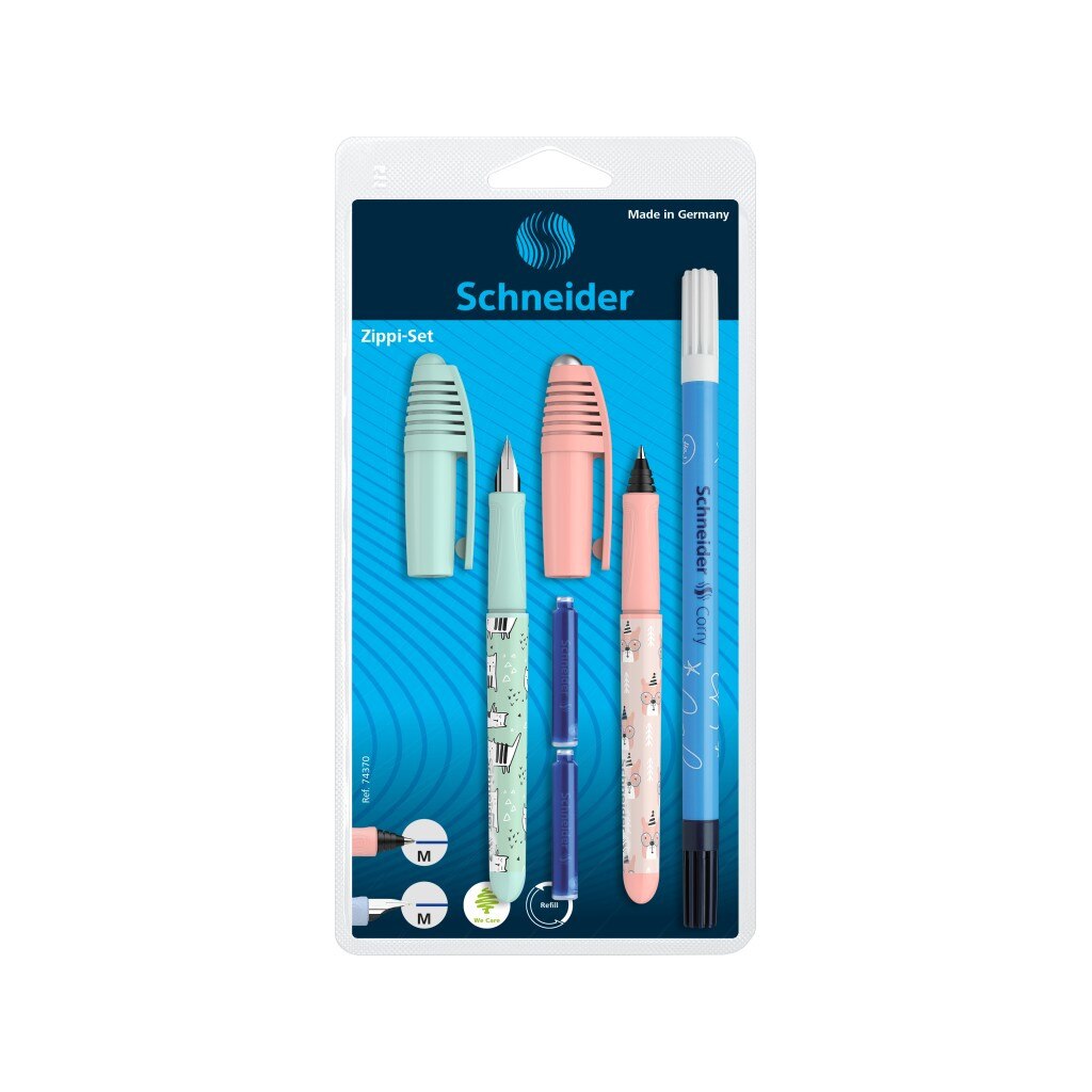 Set stilou si roller Schneider Zippi, Menta/portocaliu