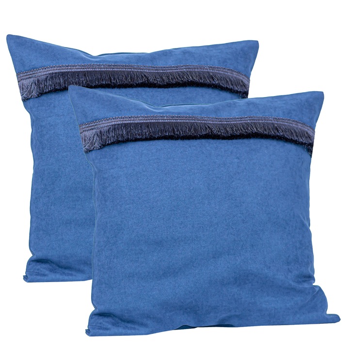 Комплект 2 декоративни възглавници със сваляема калъфка Hiko BASE синя 2x40x40см