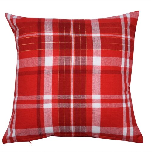 Perna decor Deco, bumbac plus poliester, cu print rosu, dimesniuni 40 x 40 cm