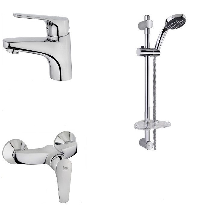 Set de dus Teka Baltic Sport, baterie lavoar Teka MT Plus si baterie dus Teka MT Plus, monocomanda, crom