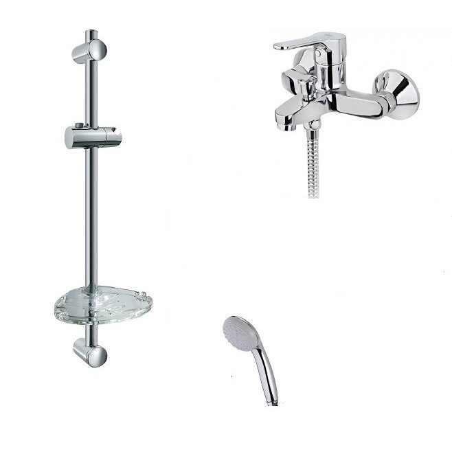 Set bara TEKA Baltic si baterie cada dus Inca Pro, para de dus, furtun de dus, suport culisant, cromat