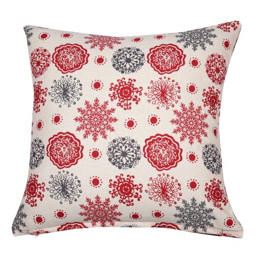 Perna decor, model Craciun, bumbac plus poliester, print multicolor, 40 x 40 cm, rezistenta, moale, design festiv