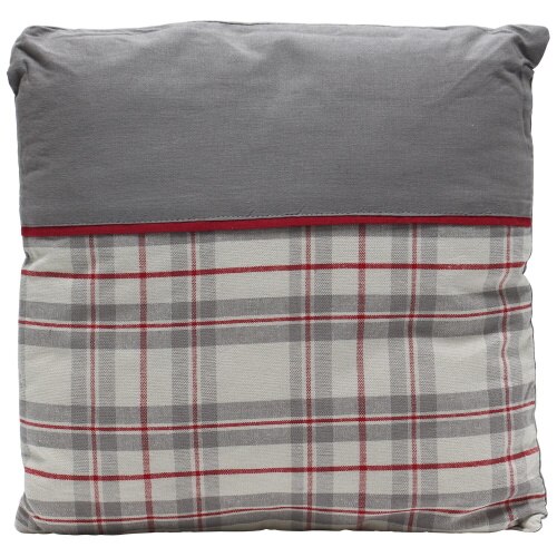 Perna deco, gri, bej, rosu, bumbac plus poliester, cu print dungi, 40 x 40 cm