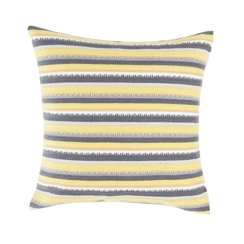 Perna perfecta pentru decorul locuintei tale, fata din poliester plus bumbac, umplutura din poliester, 43 x 43 cm, print cu dungi