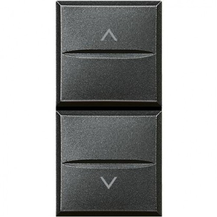 Roolos kapcsoló / gomb, Bticino, elektromos, Axolute, 1M, 1P ND + 1P ND, 10A, ANTRACITSZÜRKE, FEKETE, HS4037