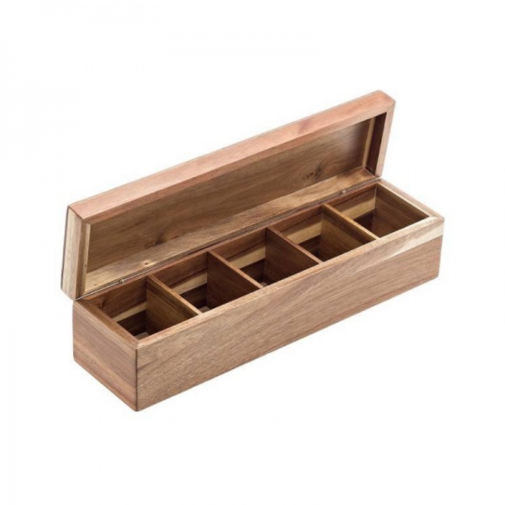 Cutie din lemn de acacia pentru ingrediente, 39x10.2x10 cm