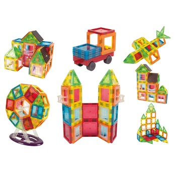 Set de Constructie Magnetic cu 71 Piese, Educativ si Creativ,  Set de Constructie Magnetic cu 71 Piese, Educativ si Creativ,