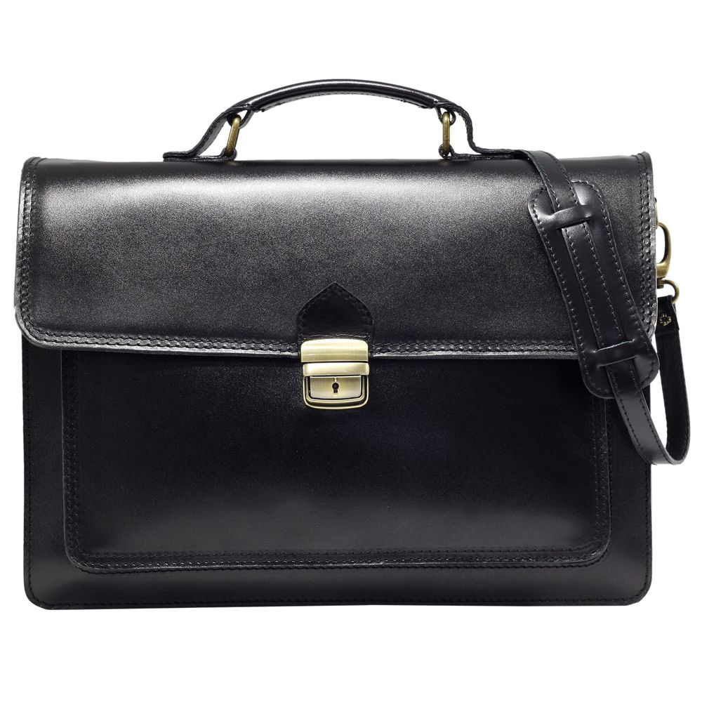 Servieta cu 3 compartimente, business, port laptop 14”, din piele naturala 3