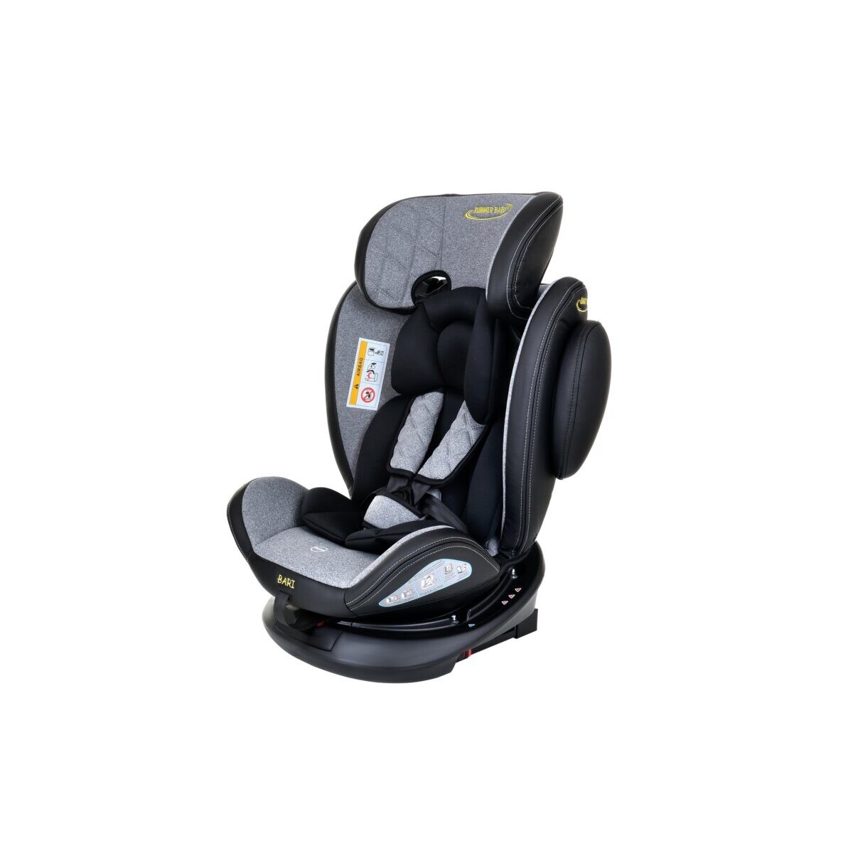 Scaun auto ISOFIX Premium, MTO BARI, 0-36 Kg, Rotire 360°, PIELE ECOLOGICA, Negru