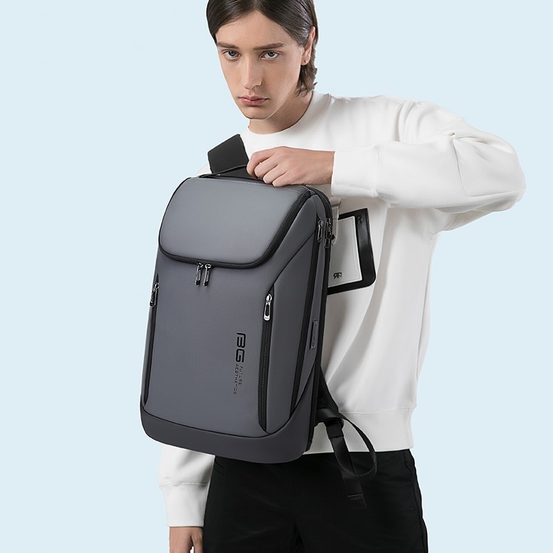 Rucsac laptop 15.6", smart, impermeabil, port de incarcare USB, BANGE, 29x17x47 cm, Gri